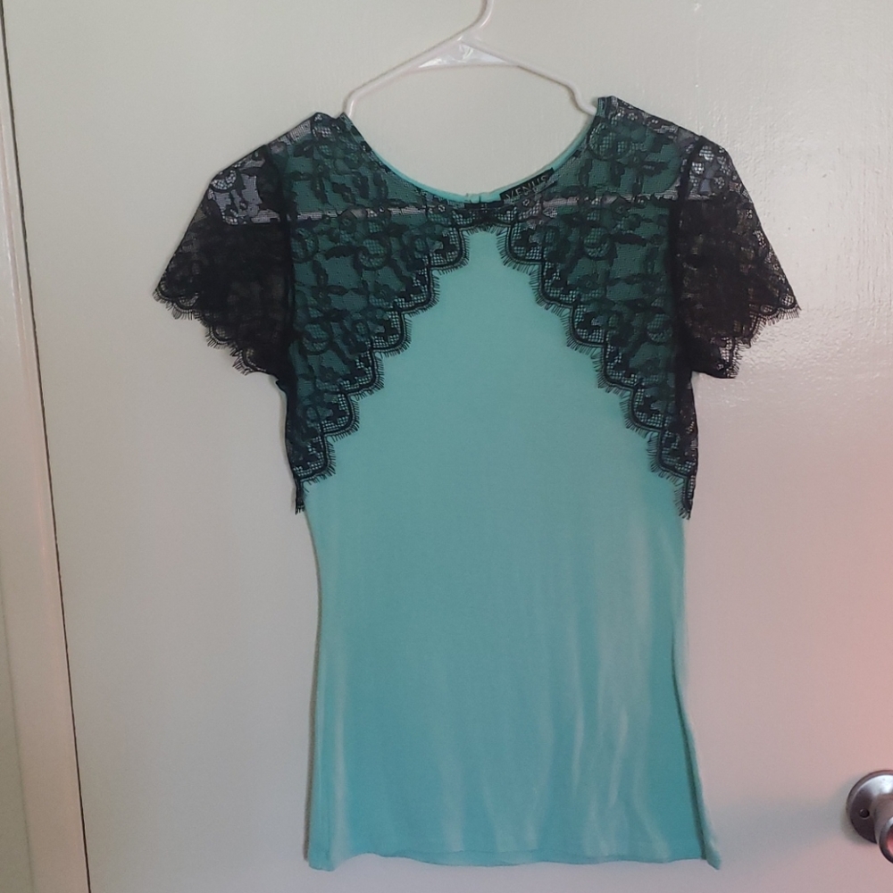 Venus Green and black top